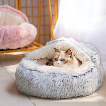 Cozy Semi-Closed Cat Bed - Warm Nest for Cats & Small Dogs - Pawsomes